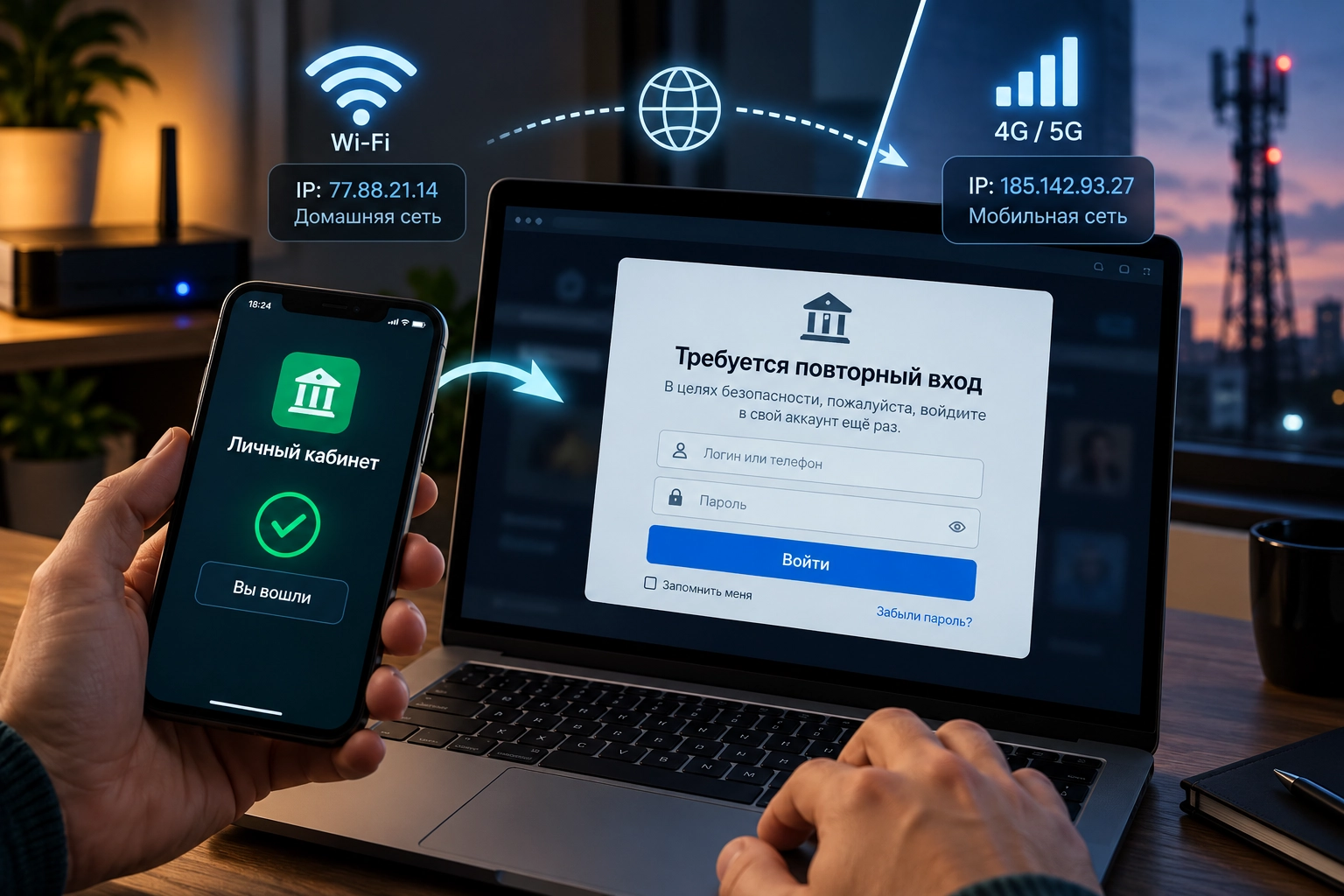 Почему сайты просят войти заново после смены Wi-Fi или мобильной сети